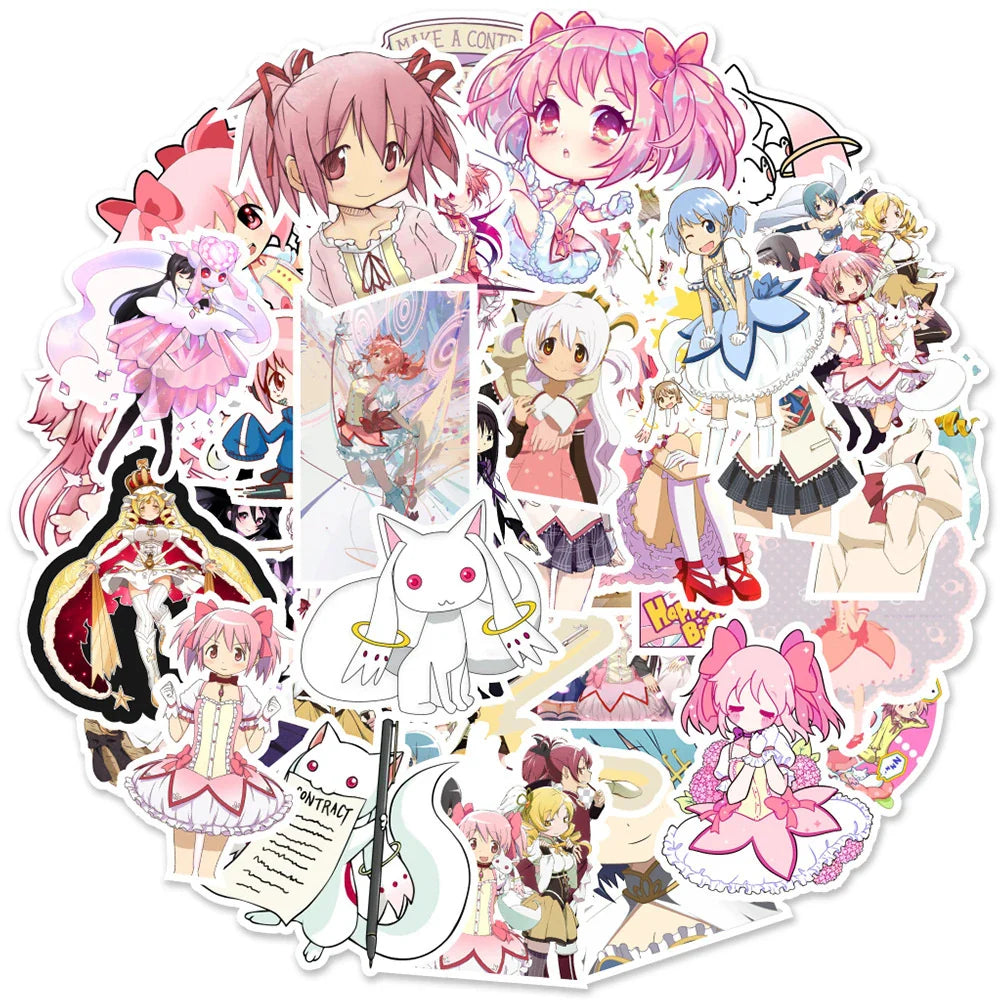 Madoka Magica Anime Stickers: 10/30/50pcs Waterproof PVC Decals for Laptop, Phone, Motorcycle, Suitcase, DIY Toys