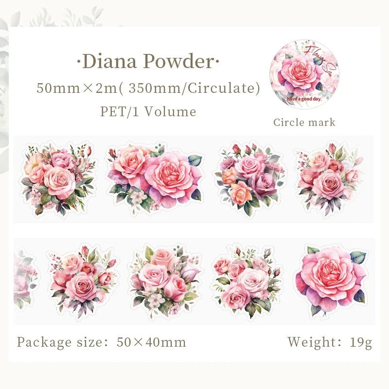 JIANQI 50mm PET Plant Flower Decorative Tape Scrapbooking Masking