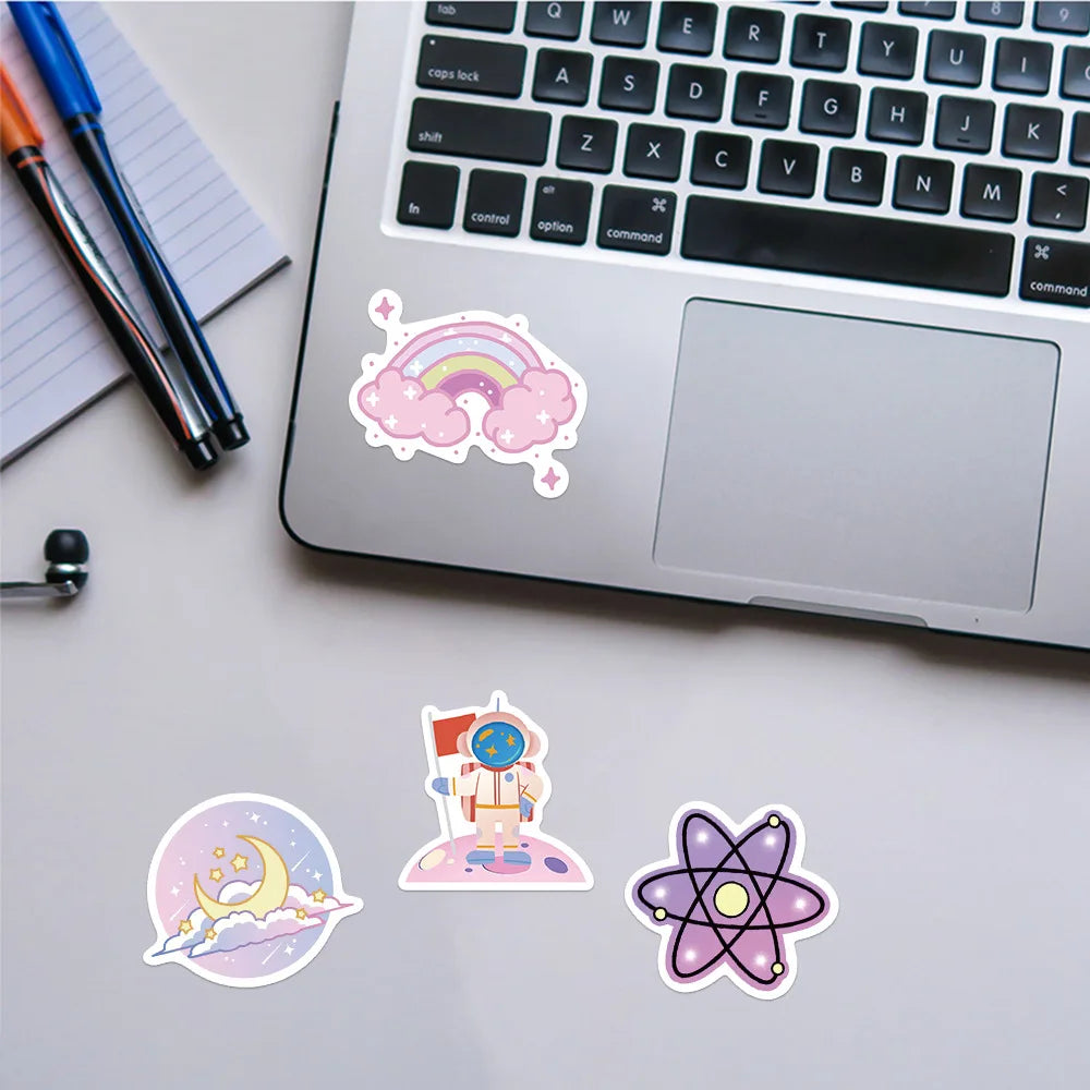 10/30/50PCS Cute Cartoon Dream Gradient Planet Outer Space Stickers For Kids Motorcycle Phone Fridge Notebook Wall Decals Toys