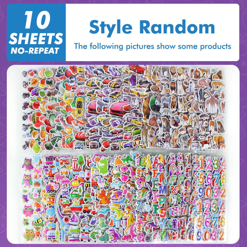 3D Puffy Stickers for Kids - 40 Sheets, Boys & Girls, Teachers, Rewards, Crafts, Scrapbooking