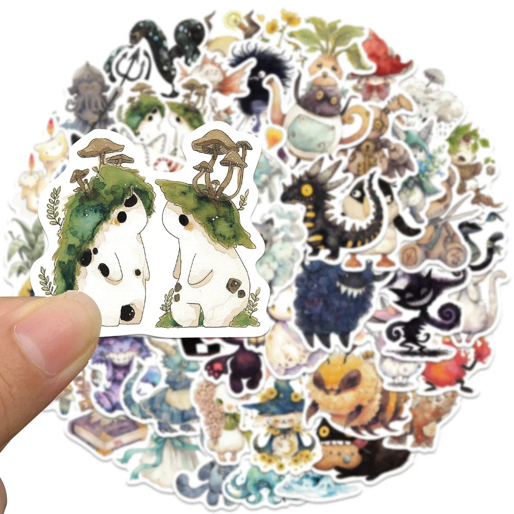 50pcs Weird Monsters Stickers Funny Cute Cartoon Fairy Tale Water Bottle Sticker Laptop Luggage Guitar Waterproof Vinyl Decals