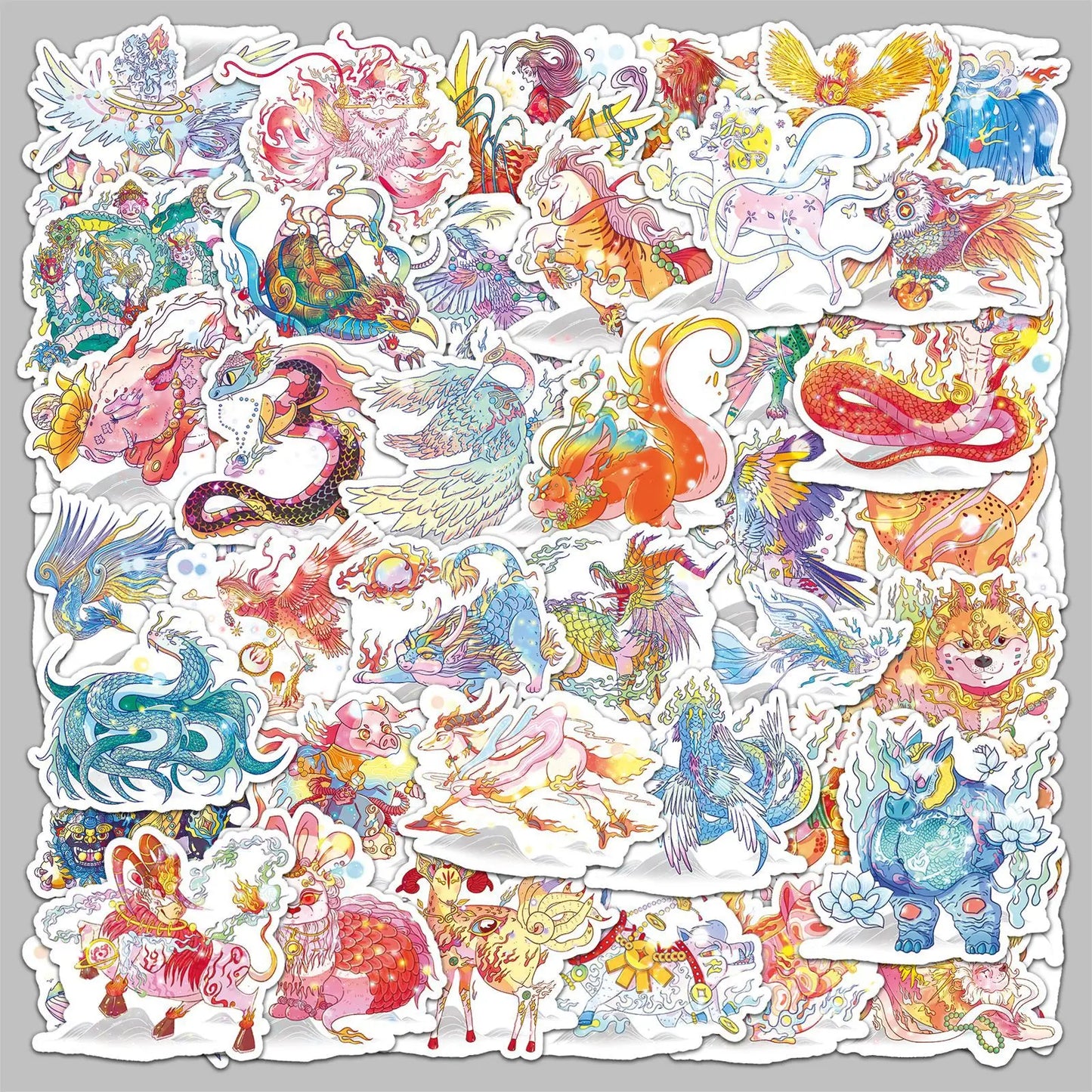 50Pcs Fantasy Creature Graffiti Stickers for Helmet, Wall, DIY Decoration