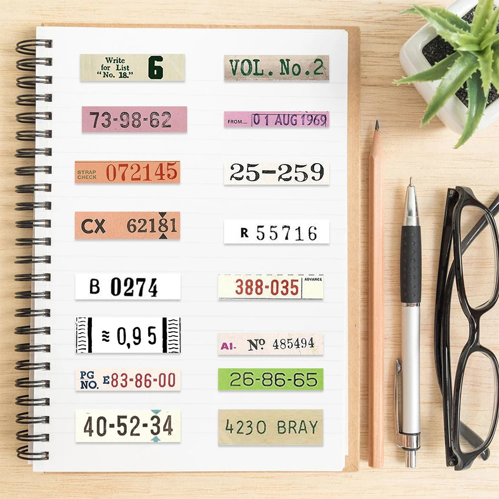 50Pcs Vintage Digital Stickers For Laptop Phone Case Skateboard Suitcase Waterproof Decals Number Sticker For Kids Gifts Toys
