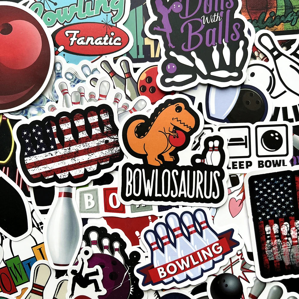 Cartoon Bowling Stickers for Suitcase, Skateboard, Laptop, Luggage, Phone, Car - 10/50Pcs Decals