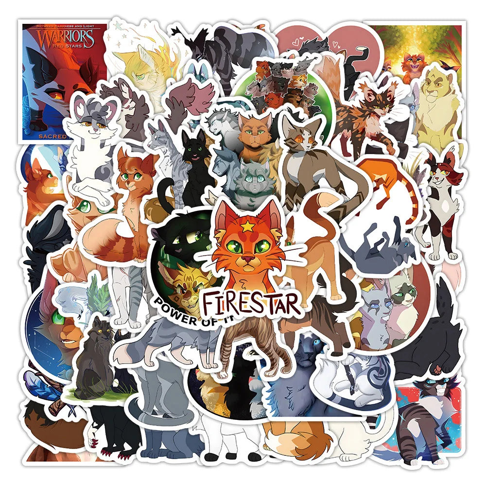 Cat Warrior Cartoon Stickers Pack - Laptop, Luggage, Snowboard Decals
