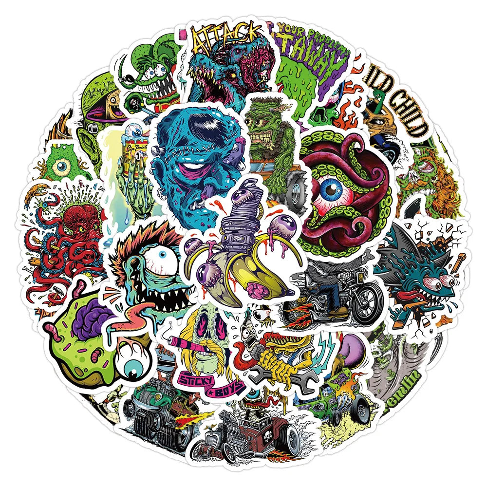 Horror Monster Graffiti Stickers PVC Waterproof Decals for Motorcycle, Phone, Laptop, Skateboard, Bike - 10/30/50pcs
