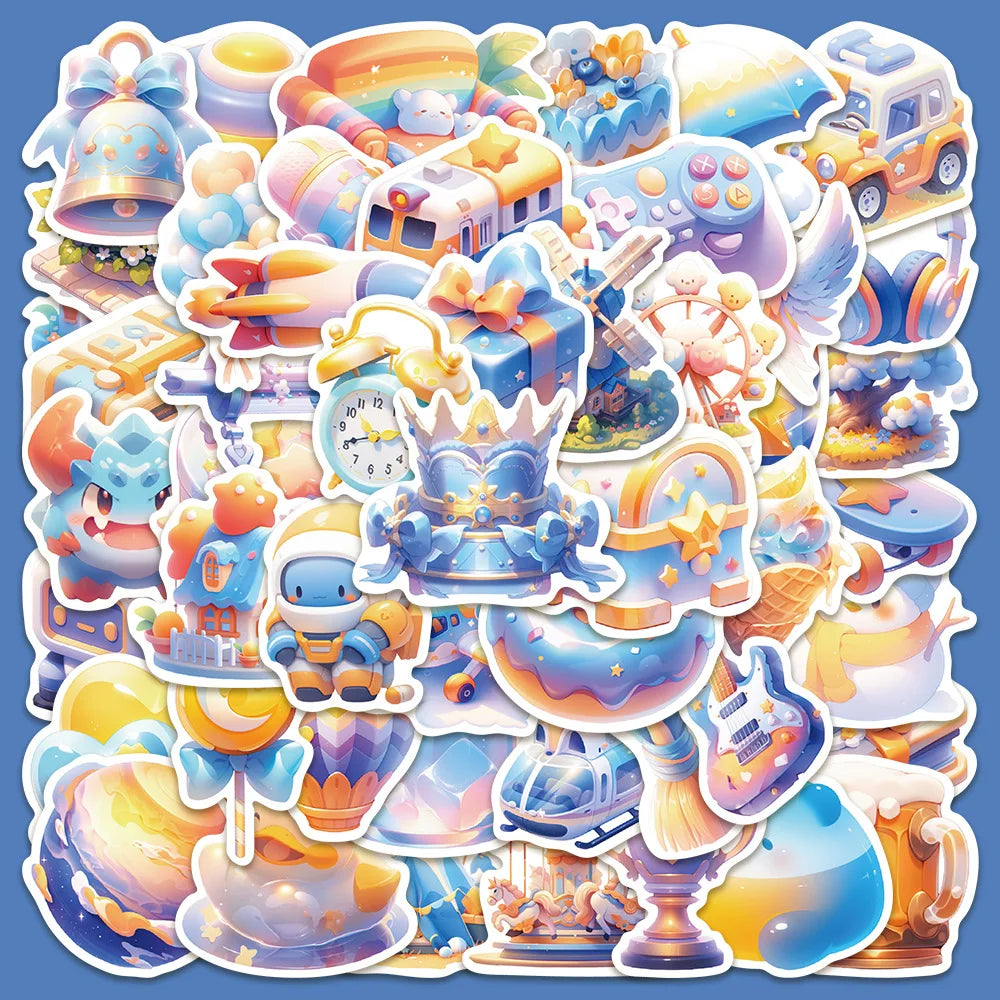 50pcs 3D Cartoon Graffiti Stickers for Helmet, Wall, Desktop Decoration