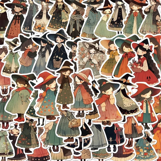 Cartoon Witch Stickers 10/30/50PCS Kids Scrapbooking Supplies