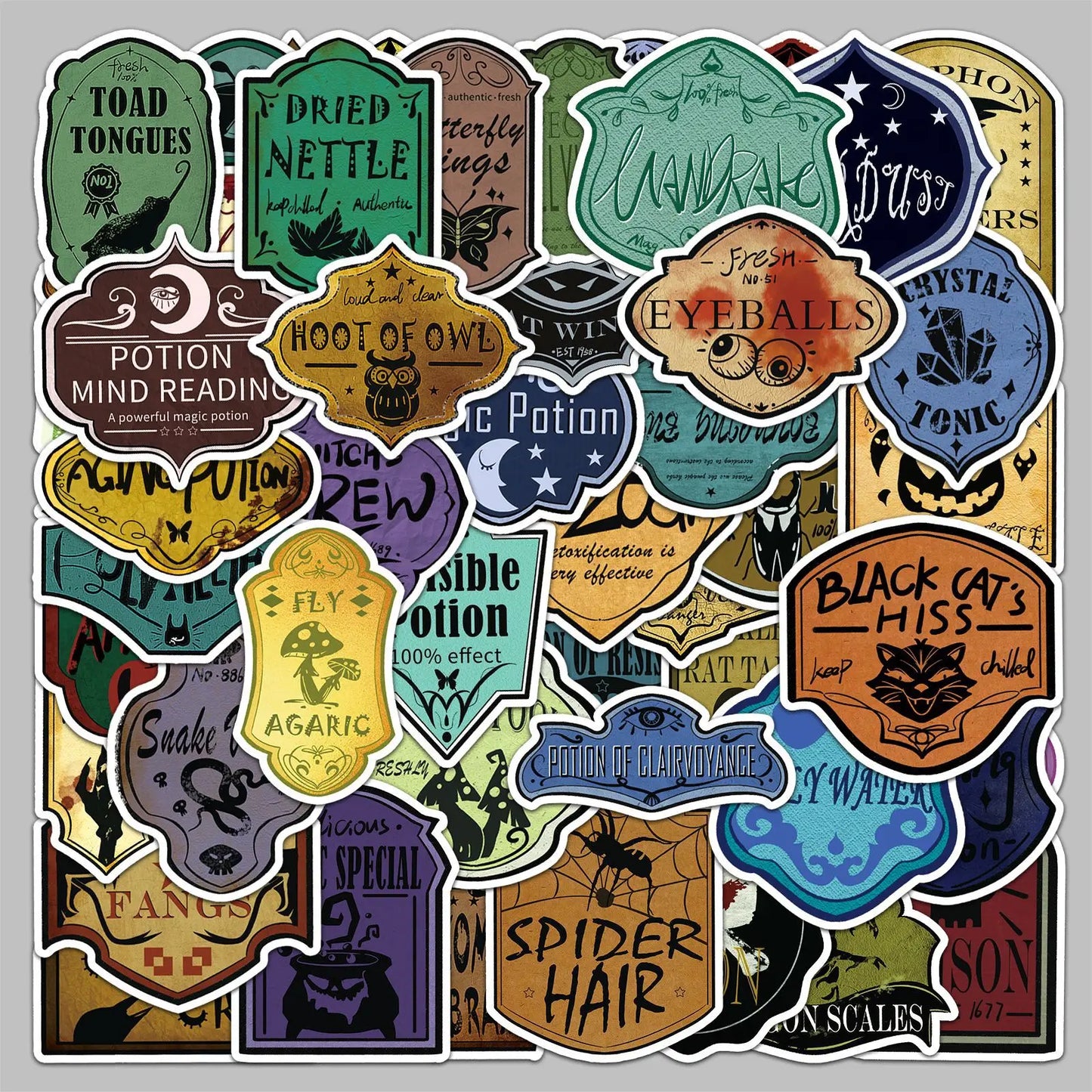 50pcs Magic Potion Graffiti Stickers for Helmet, Wall, DIY Decoration Wholesale
