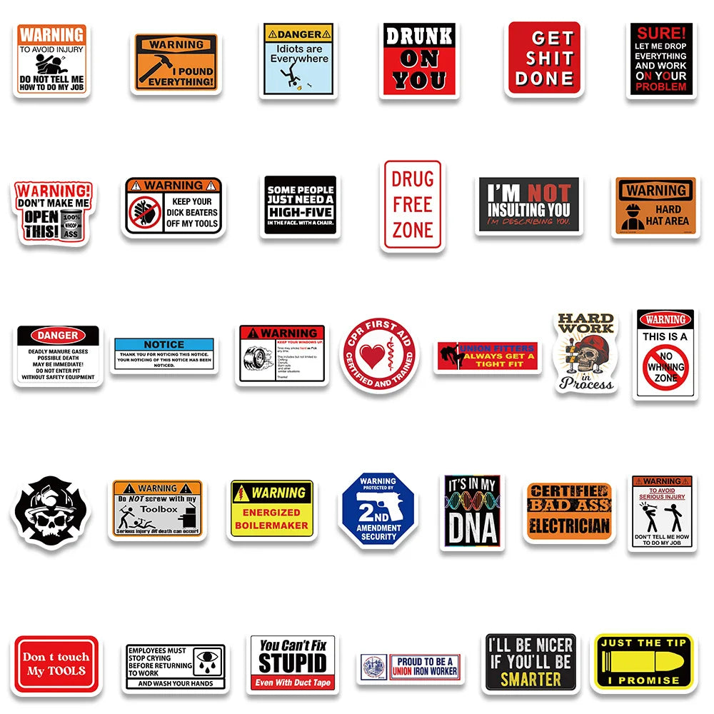 98PCS Funny Hard Hat and Construction Worker Stickers