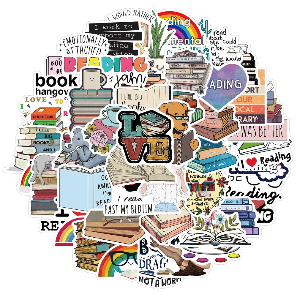 50/100PCS/SET I love reading Vinyl Decal Stickers Premium Waterproof Die Cut Matte Sticker Best Friend Gifts