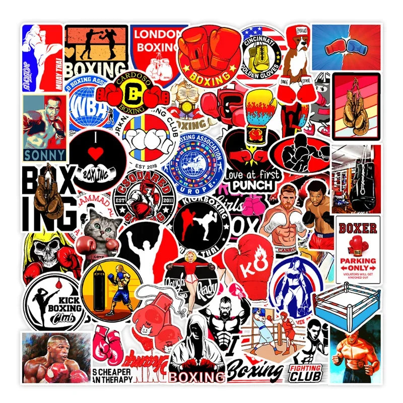 Boxing Graffiti Stickers 10/25/50pcs for Luggage, Water Bottle, Phone, Laptop, Guitar, Scrapbook, Helmet, Car, Wall Decal