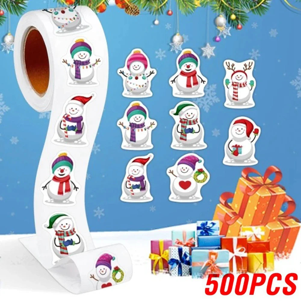 Christmas Snowman Stickers 8 Designs 100-500pcs