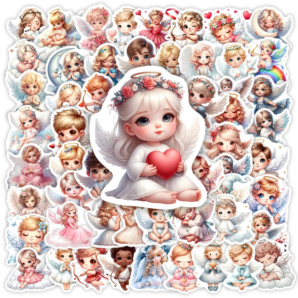 Cute Cartoon Little Baby Angel Stickers Wings Gift Toys Decal for Laptop Scrapbook Decorative Phone Bottles Luggage Waterproof