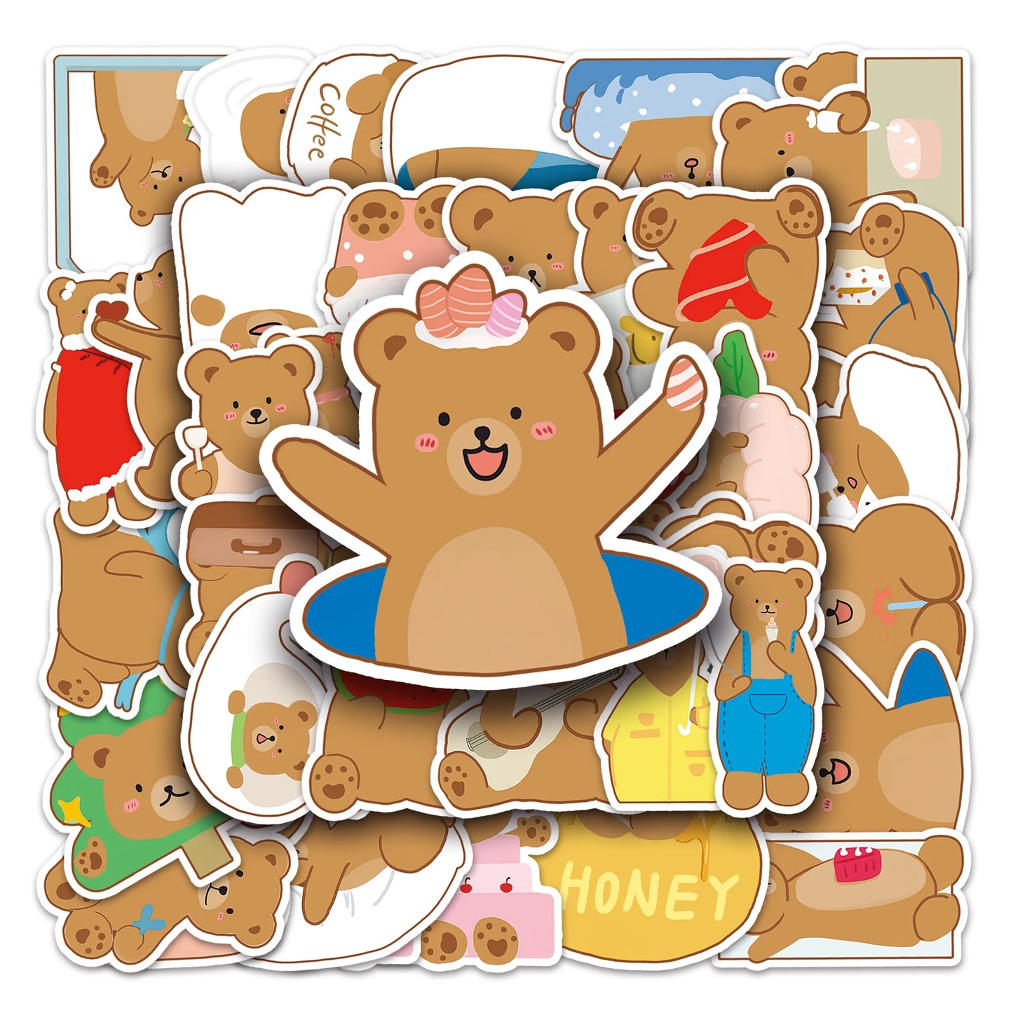 50Pcs Cute Animal Cartoon Waterproof Vinyl Stickers for Skateboard Snowboard Decals