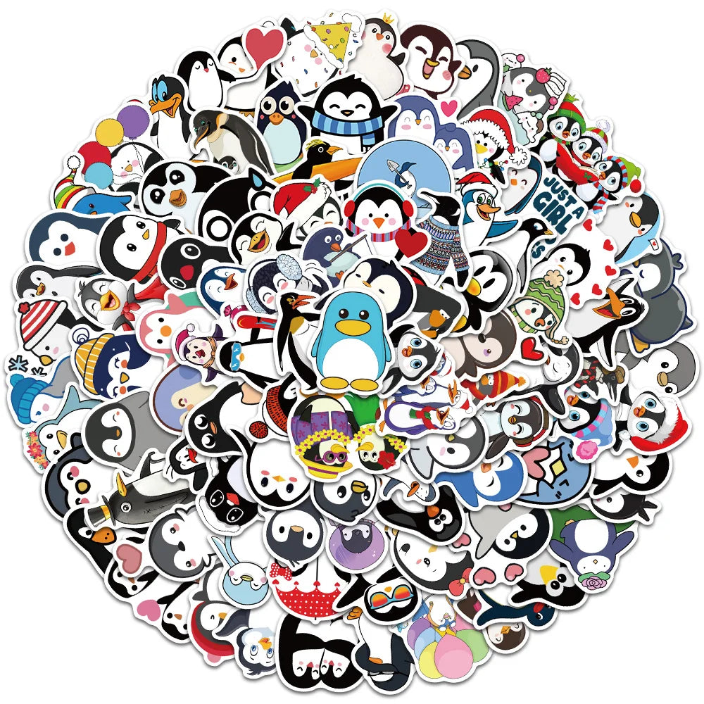 50/100pcs Cute Cartoon Animals Penguin Stickers Kids Toy Waterproof Graffiti For Laptop Water Bottle Phone Bicycle Car Decals
