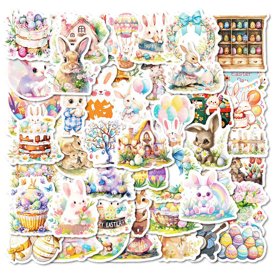 Easter Rabbit Egg Stickers 10/30/50pcs DIY Decoration for Phone, Notebook, Fridge, Bike, Skateboard, Suitcase, Gifts