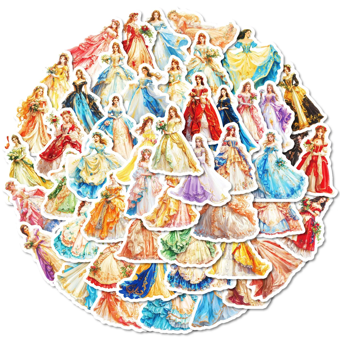 50Pcs Retro Palace Princess Graffiti Stickers for Helmet, Wall, DIY Decor