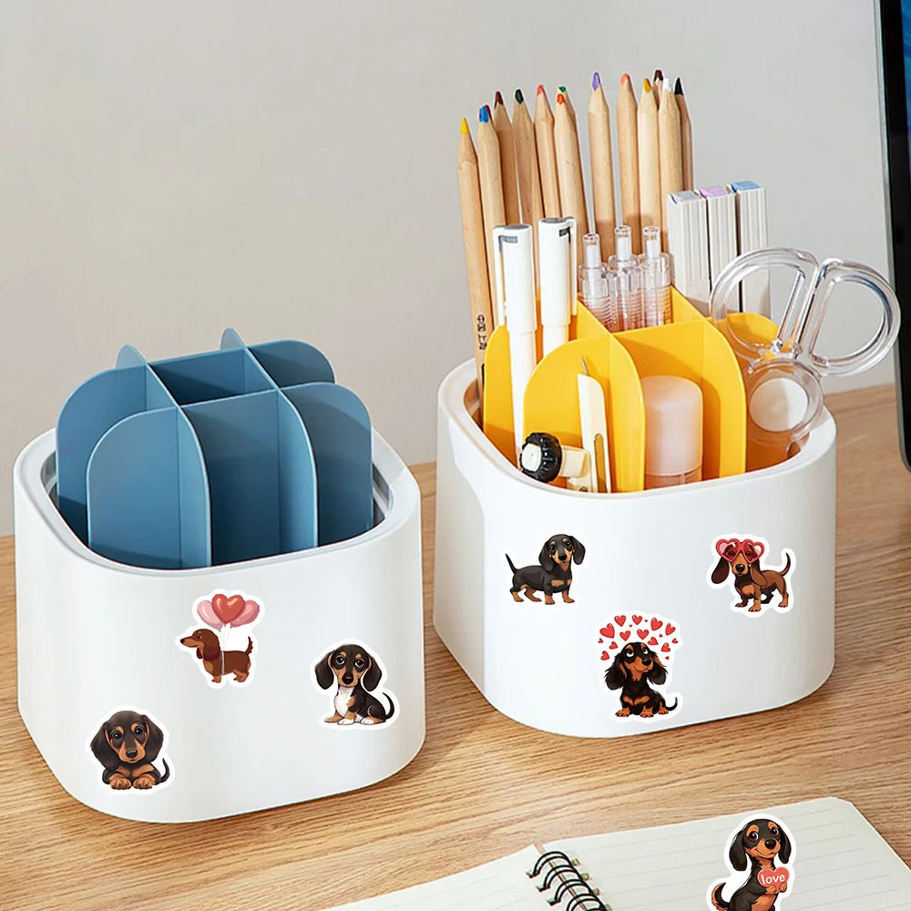 500pcs/roll Cute Cartoon Animal Pet Dog Stickers Dachshund Sticker Luggage Guitar Laptop Stationery Vinyl Decals(10 Patterns)