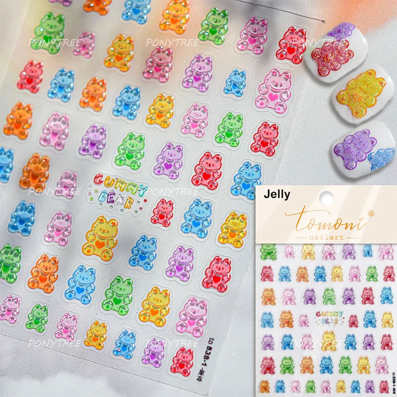 Jelly Bunny Gummy Bear Nail Art Stickers