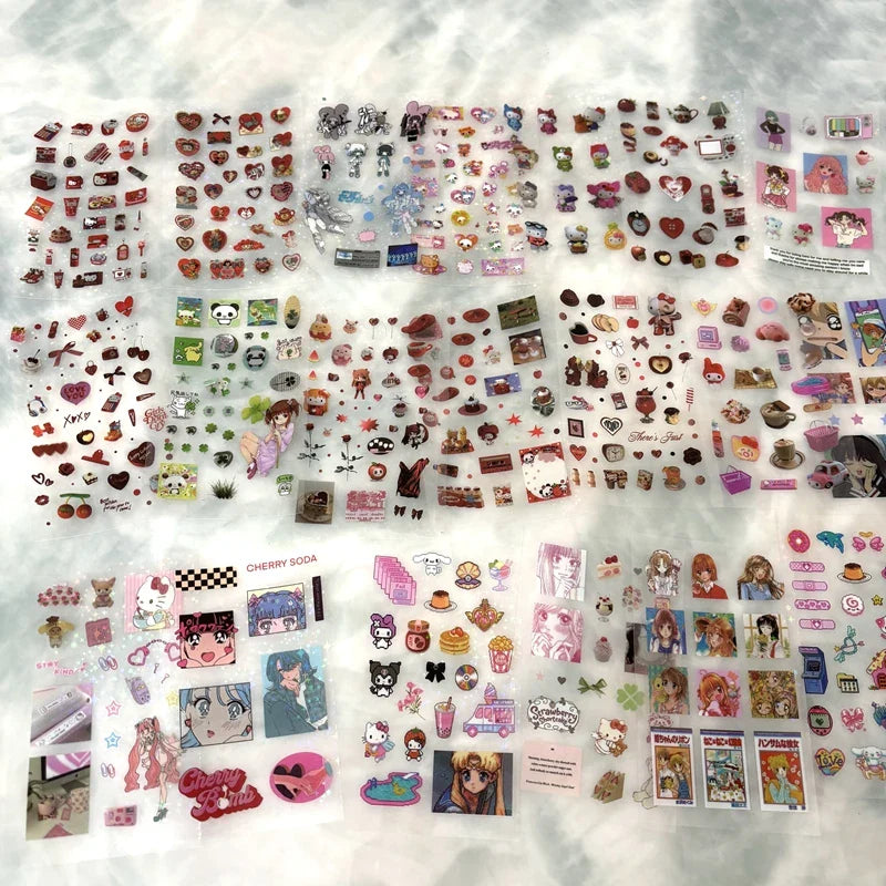 Y2K Glitter Stickers Set: Phone, Camera, Luggage, Journal