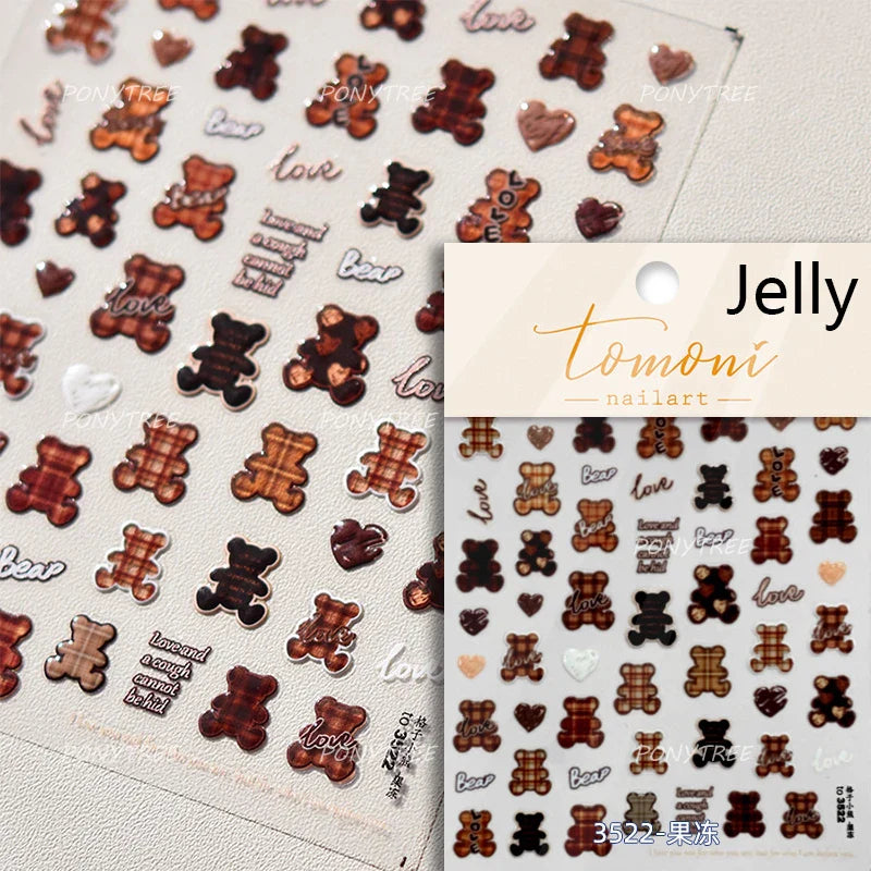 Cute Nail Art Stickers: Bow, Cherry, Butterfly, Apple