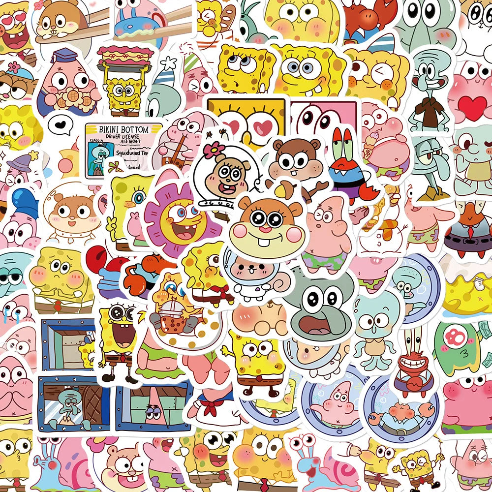 Spongebob Stickers Set: Laptop, Luggage, Guitar, Bike