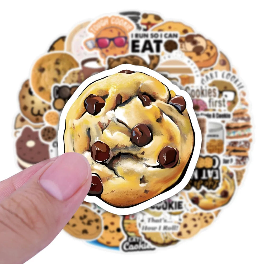 Cartoon Food Chocolate Chip Cookie Stickers for Laptop Luggage Skateboard Kid Toys