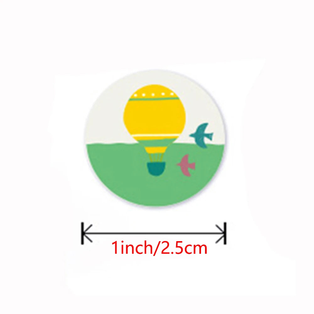 100-500pcs 1inch Cute Cartoon Stickers Round Reward Sticker Adhesive Labels for Classic School Teacher Kids Toy Sealing Lables