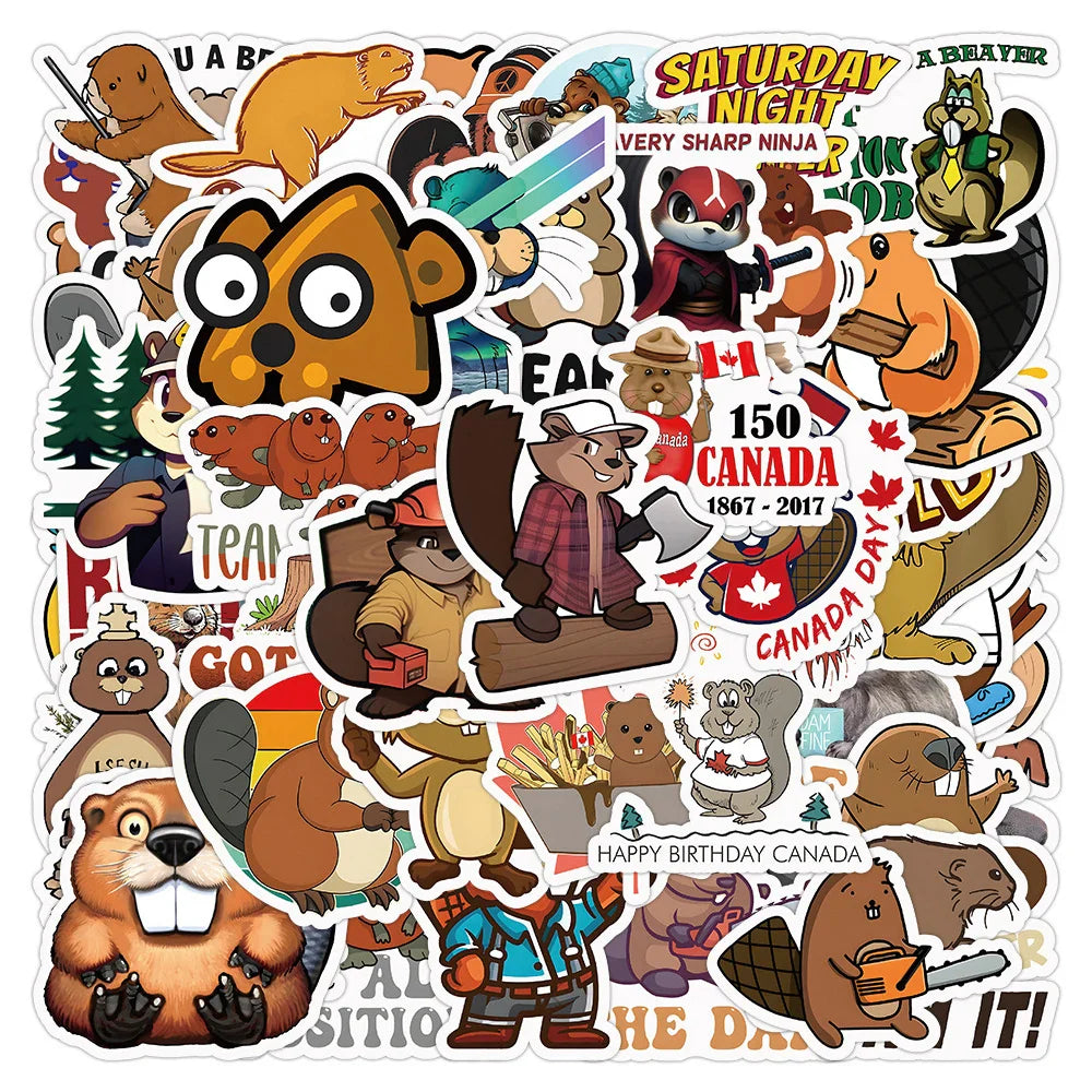 Cartoon Animal Beaver Otter Stickers for Laptop, Phone, Suitcase, Car Decoration - 10/30/50pcs