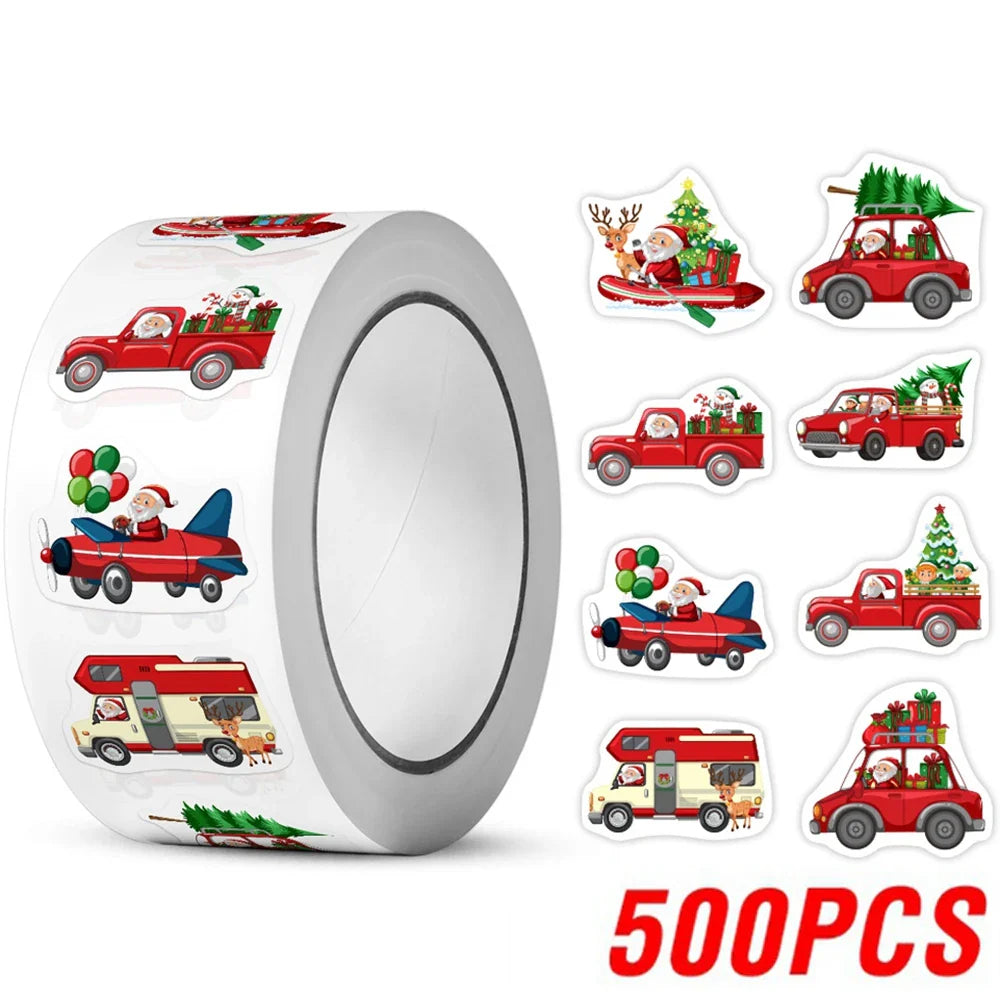 Christmas Santa Stickers 100-500pcs 8 Designs 1 Inch