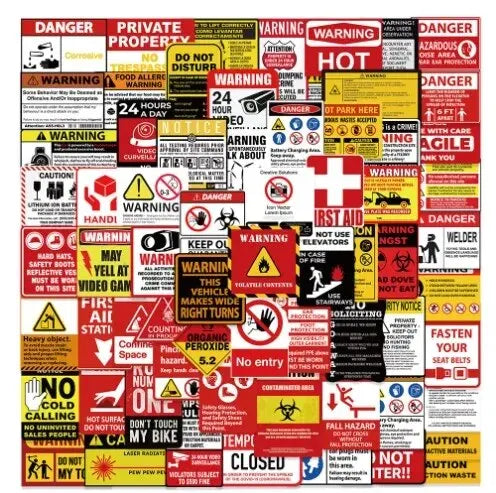 75 New Warning Safety Stickers Warning Signs PVC Stickers