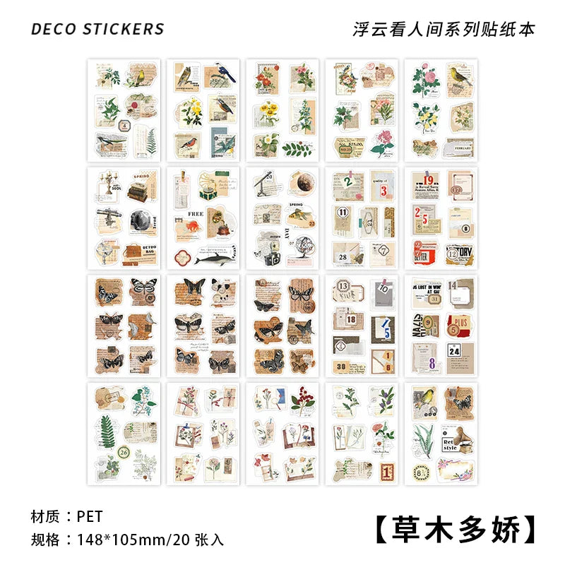 JIANQI 20 pcs PET Die cut Stickers book Plant Flower Label Decorative handmade Scrapbooking Material Diary Album Craft Supplies