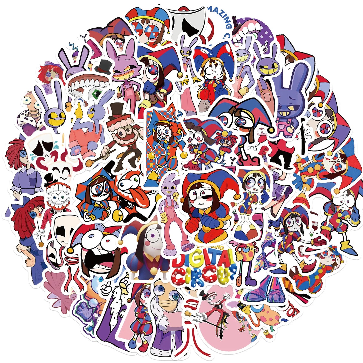 56pcs Cartoon Digital Circus Series Graffiti Stickers Suitable for Laptop Helmet Desktop Decoration DIY Sticker Toys