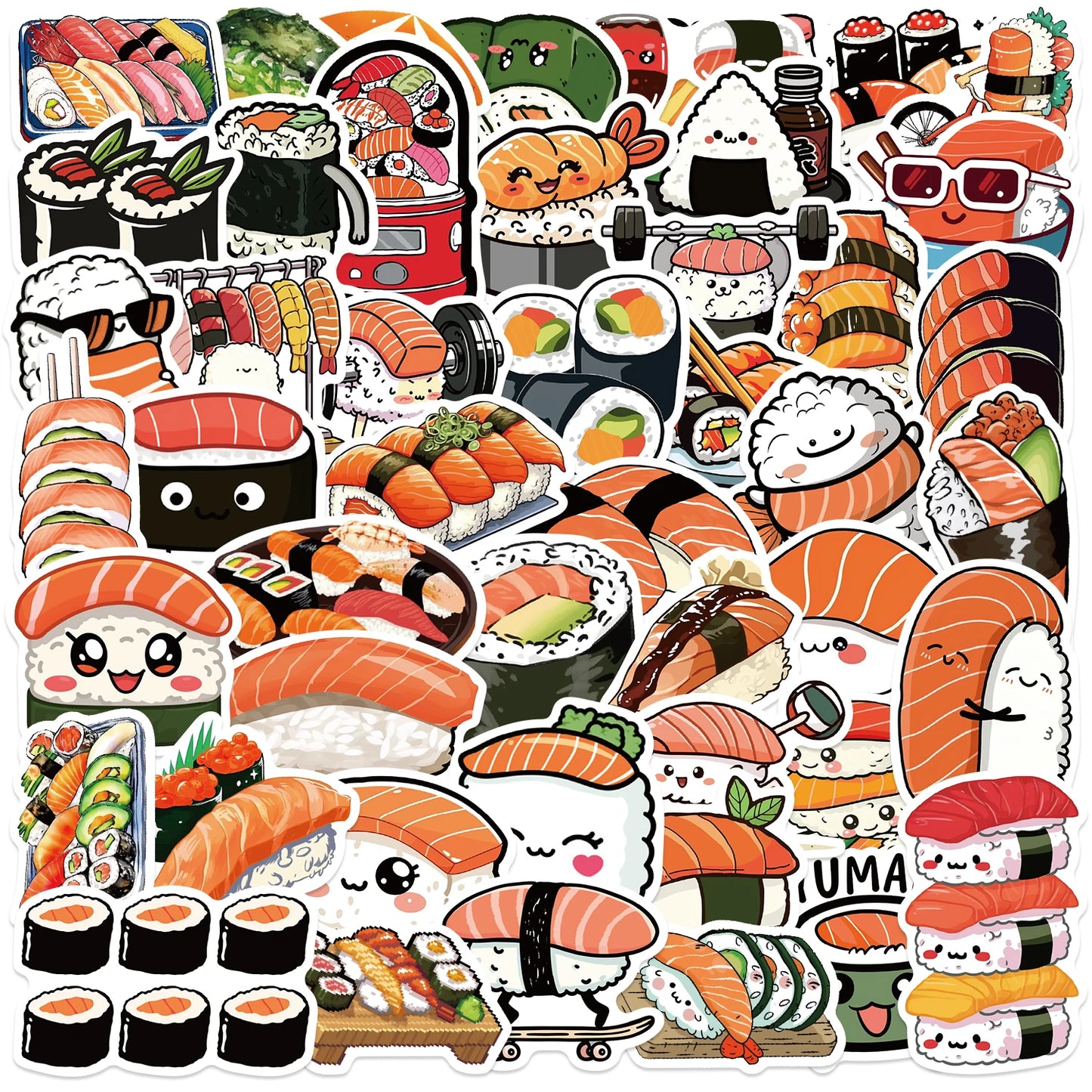 50PCS Sushi PVC Stickers Aesthetic Scrapbooking Stationery Supplies