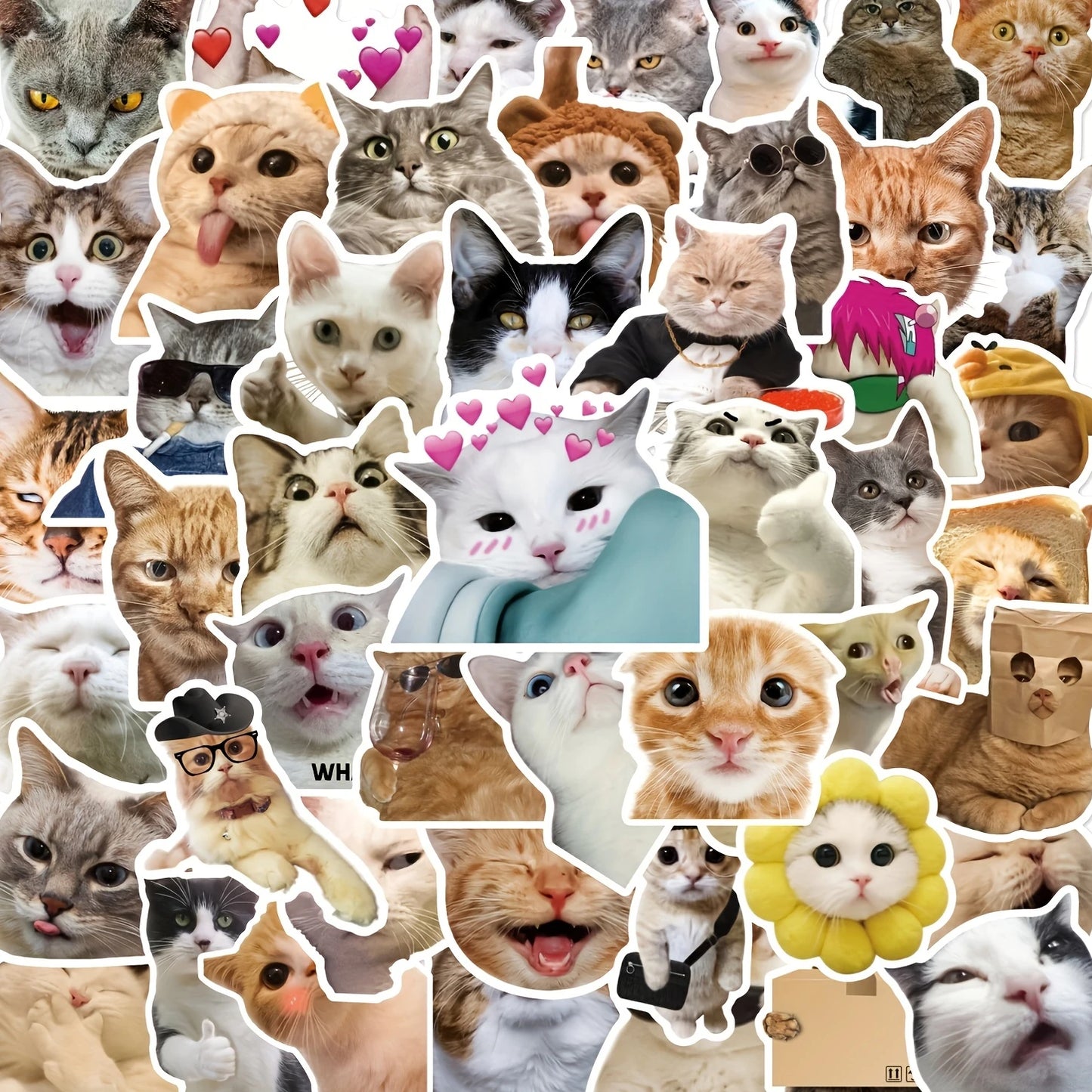 50pcs Cute Cat Graffiti Stickers for Wall and Room Decoration
