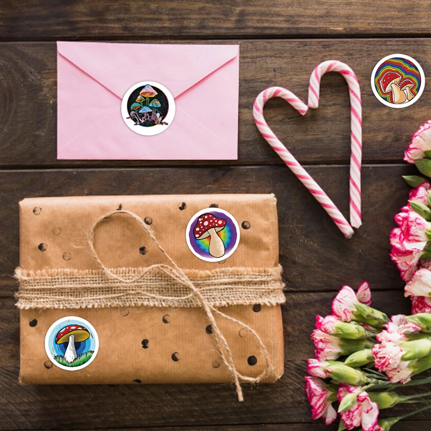 100-500pcs Summer Cartoon Handcrafted Decorative Gift Box with Self-adhesive Stickers for Sealing Stationery stickers