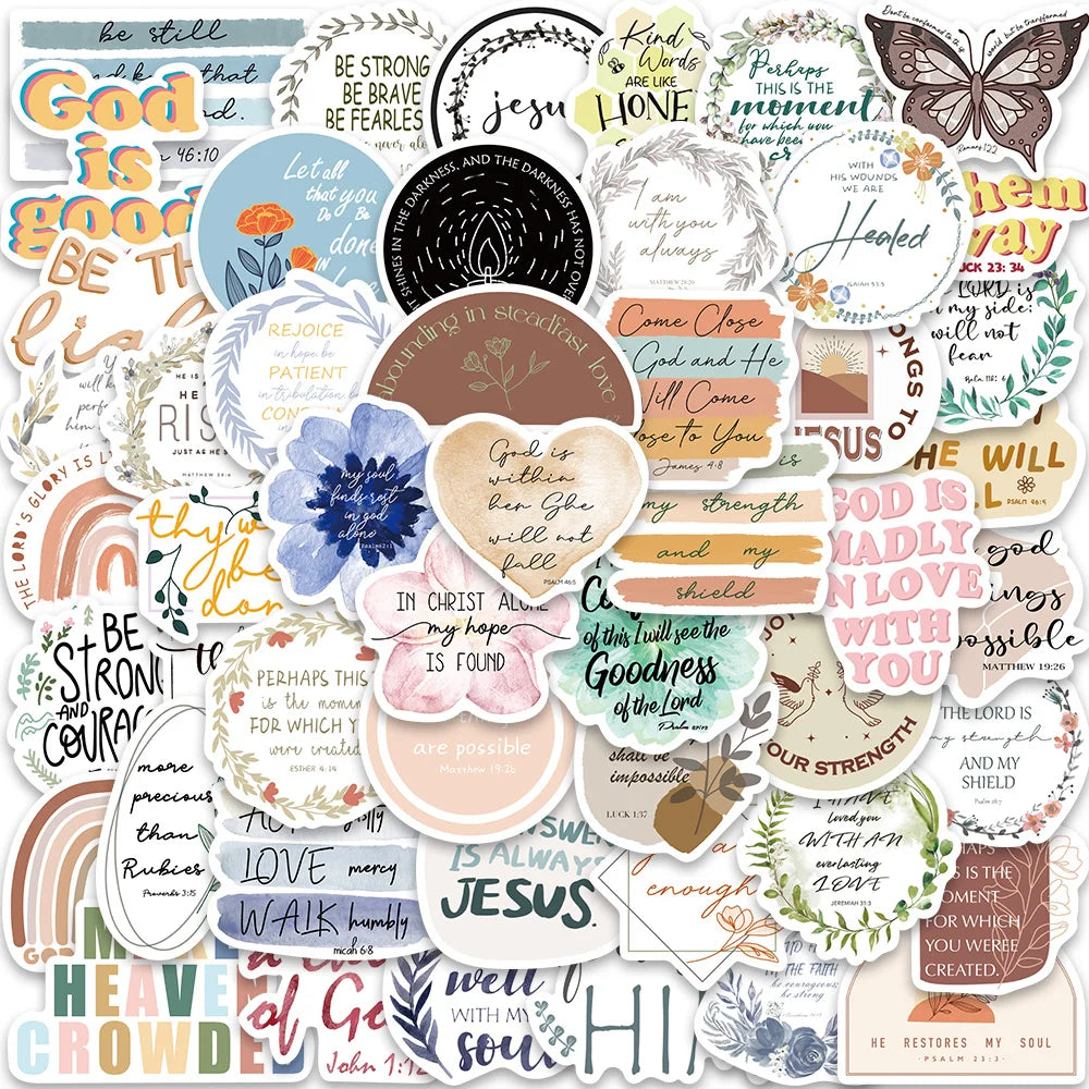 50PCS Christian Bible Verse Stickers for Laptop, Luggage, Motorcycle