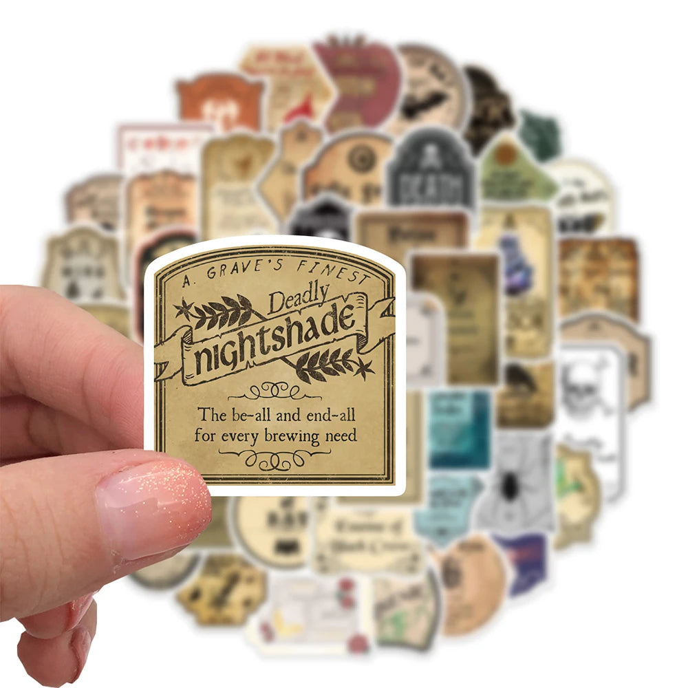 10/30/50pcs Funny Vintage Potion Label Graffiti Stickers Poster Skateboard Laptop Motorcycle Car Phone Waterproof Sticker Toy