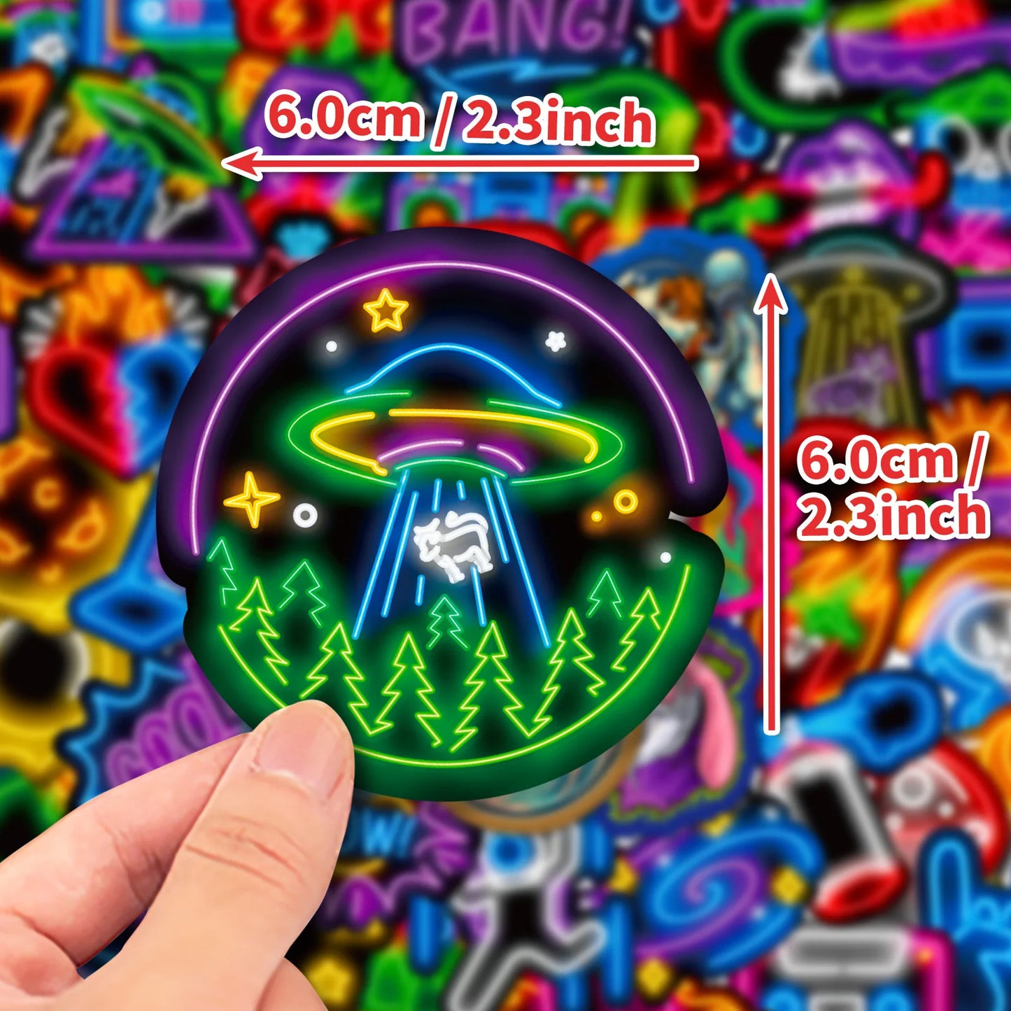 10/25/50pcs Cool Neon Light Graffiti Sign Sticker Packs