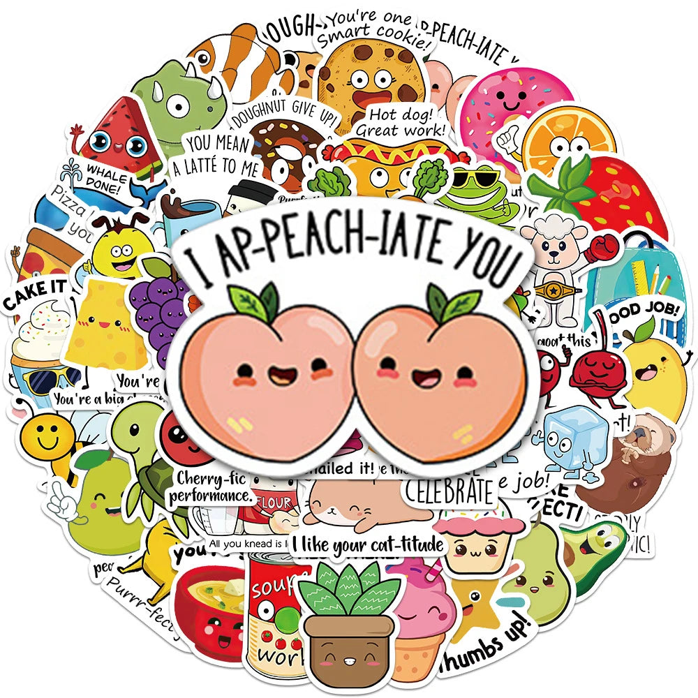 Kids Stickers Animal Food Graffiti Decal DIY Stationery Luggage Cartoon Wholesale