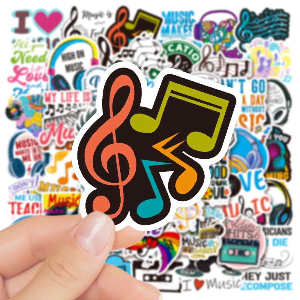 10/50 Inspirational Music Text Cartoon Stickers DIY Laptop Luggage Skateboard Graffiti Decals Sticker 2023