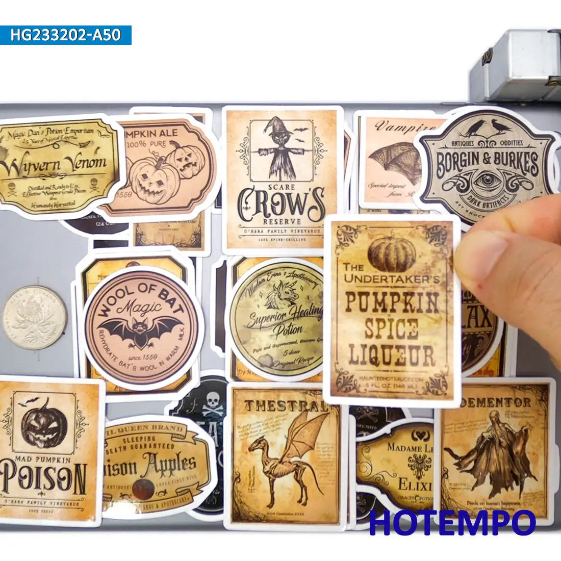 20/30/50Pieces Retro Alchemy Funny Halloween Magic Potion Label Stickers for Bottle Scrapbook Luggage Phone Laptop Sticker Toys