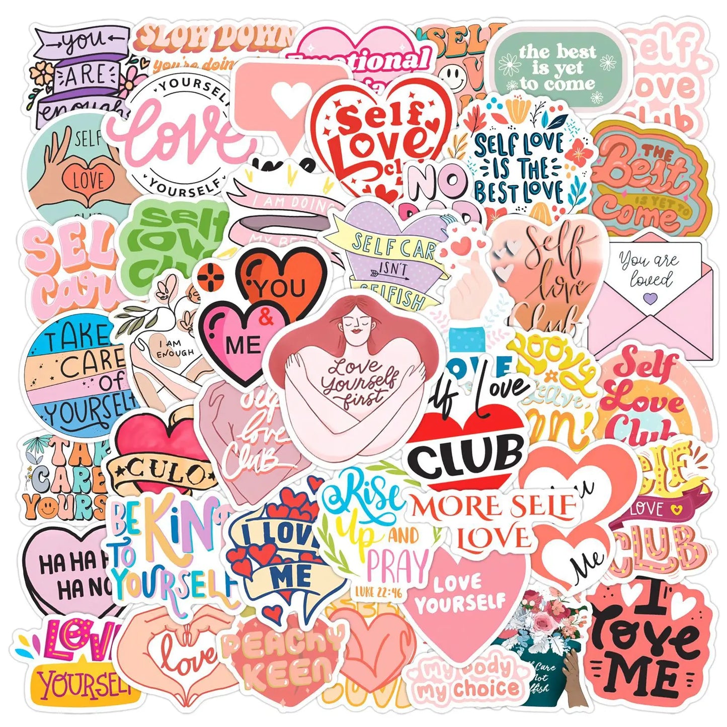 50pcs Self-Care Quote Graffiti Stickers for Helmet, Wall, DIY Decor
