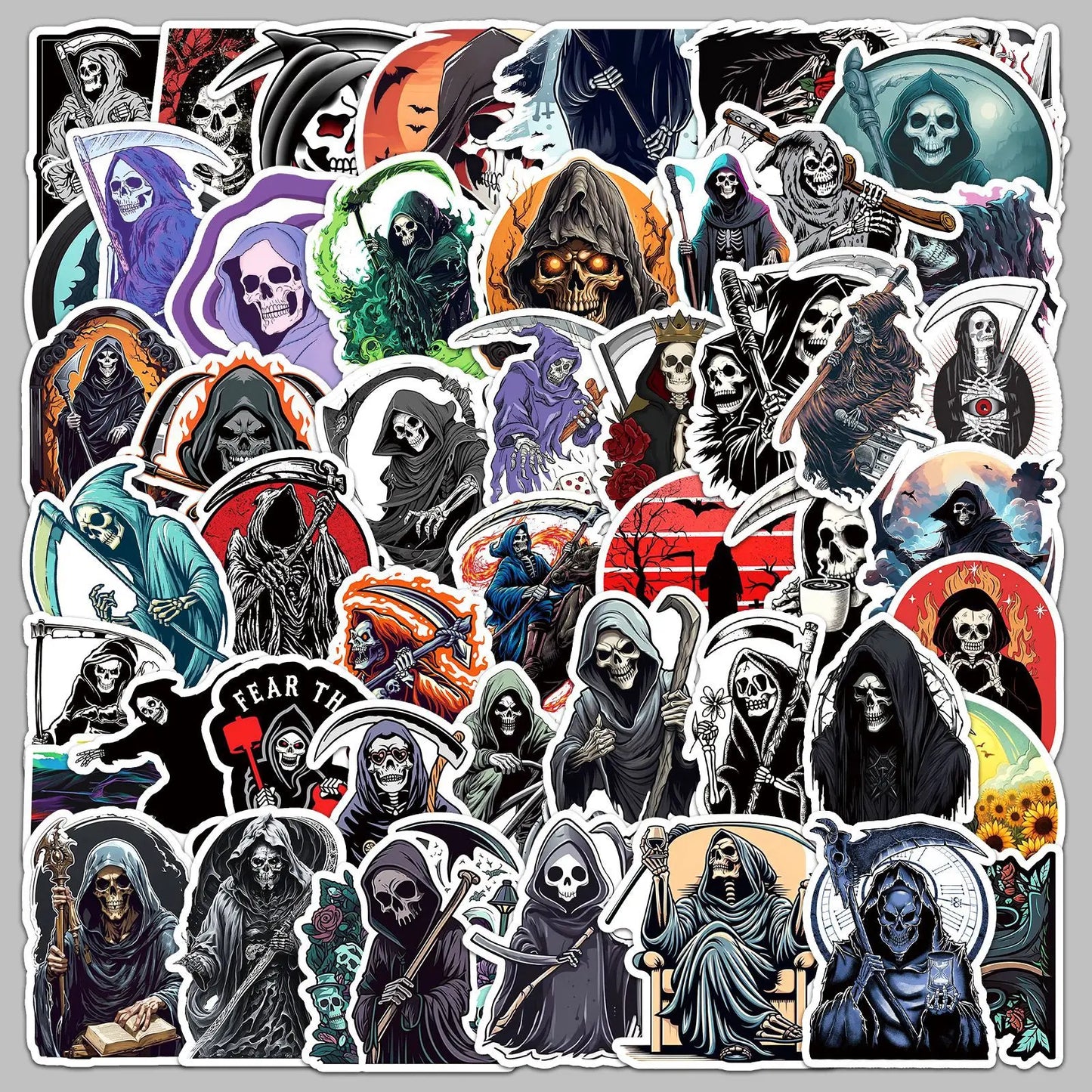 50pcs Dark Demon Death Graffiti Stickers for Helmet, Wall, DIY Decoration