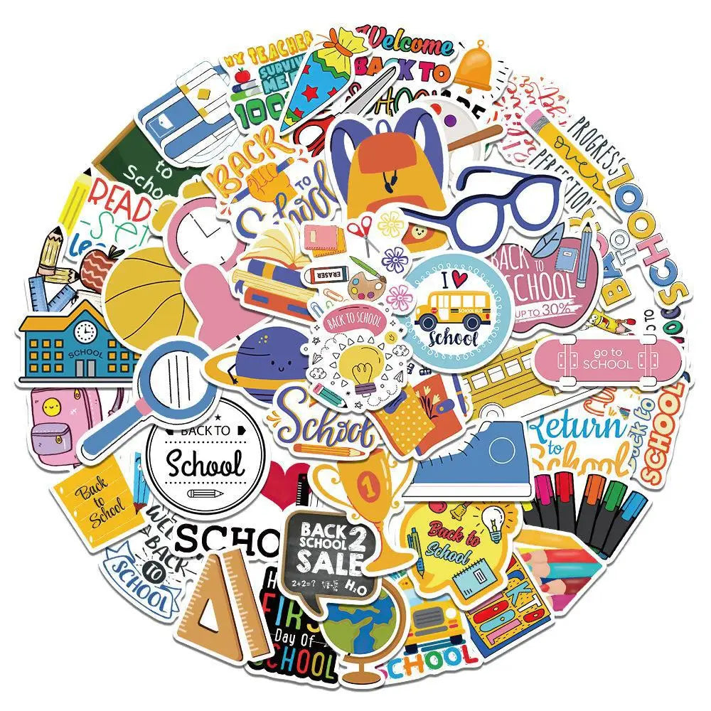 School Season Stickers 10/30/50Pcs for Suitcase, Skateboard, Laptop, Luggage, Phone, DIY Decal