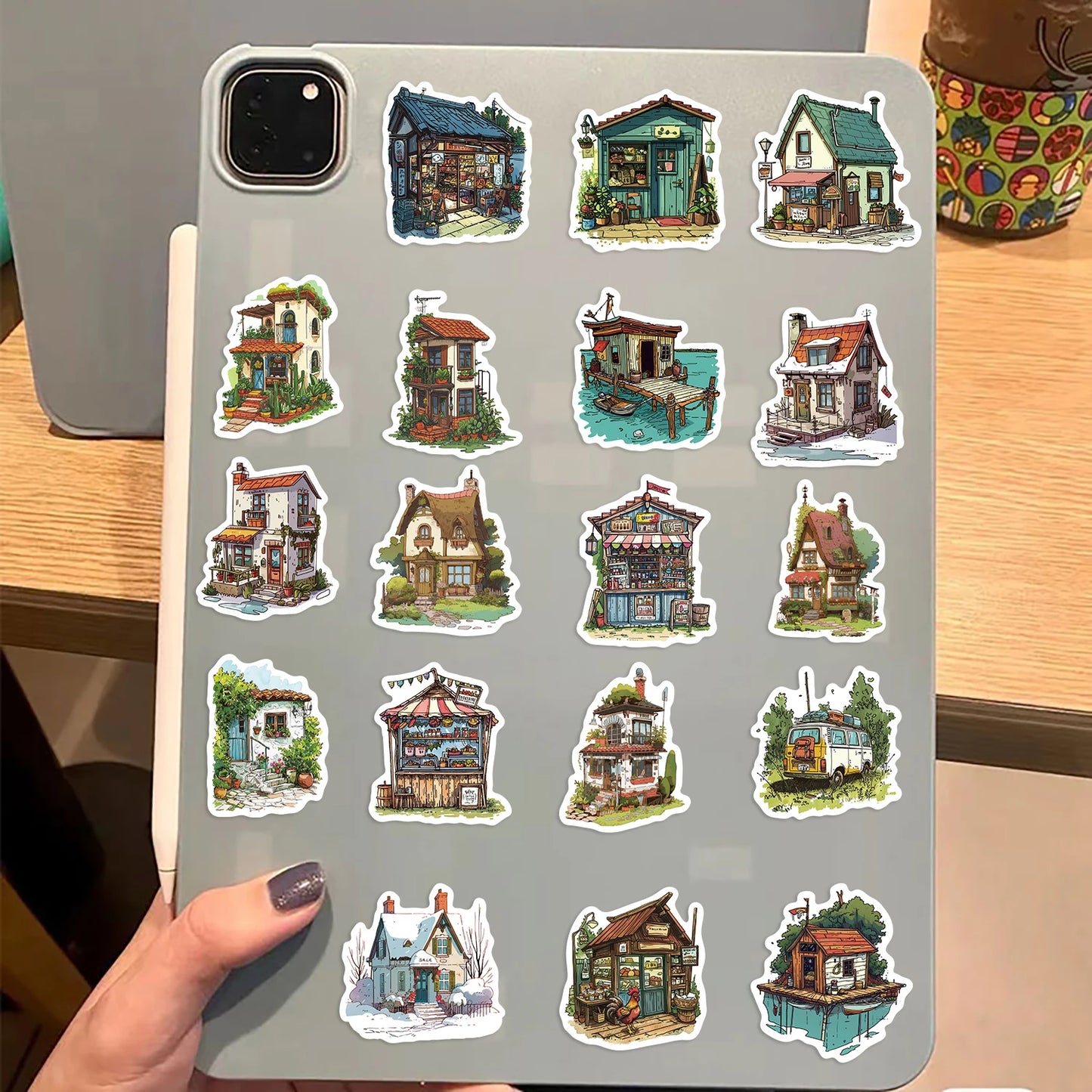 50pcs Vintage Retro Small House Stickers For Scrapbook Phone Laptop Guitar Stationery DIY Waterproof Sticker Decals Kids Toy