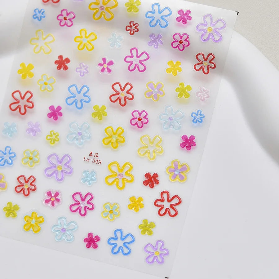 Jelly Nail Stickers Shiny French Stars Love Self-Adhesive Valentine's Day Decor