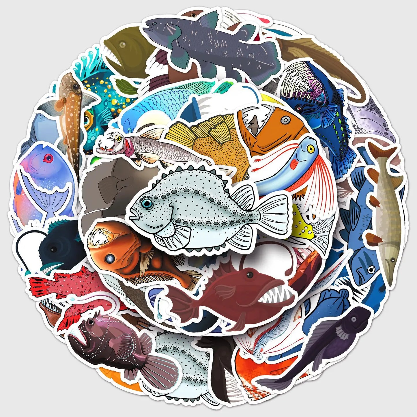 Cartoon Deep-Sea Fish Stickers PVC Waterproof Skateboard Notebook Graffiti Toy