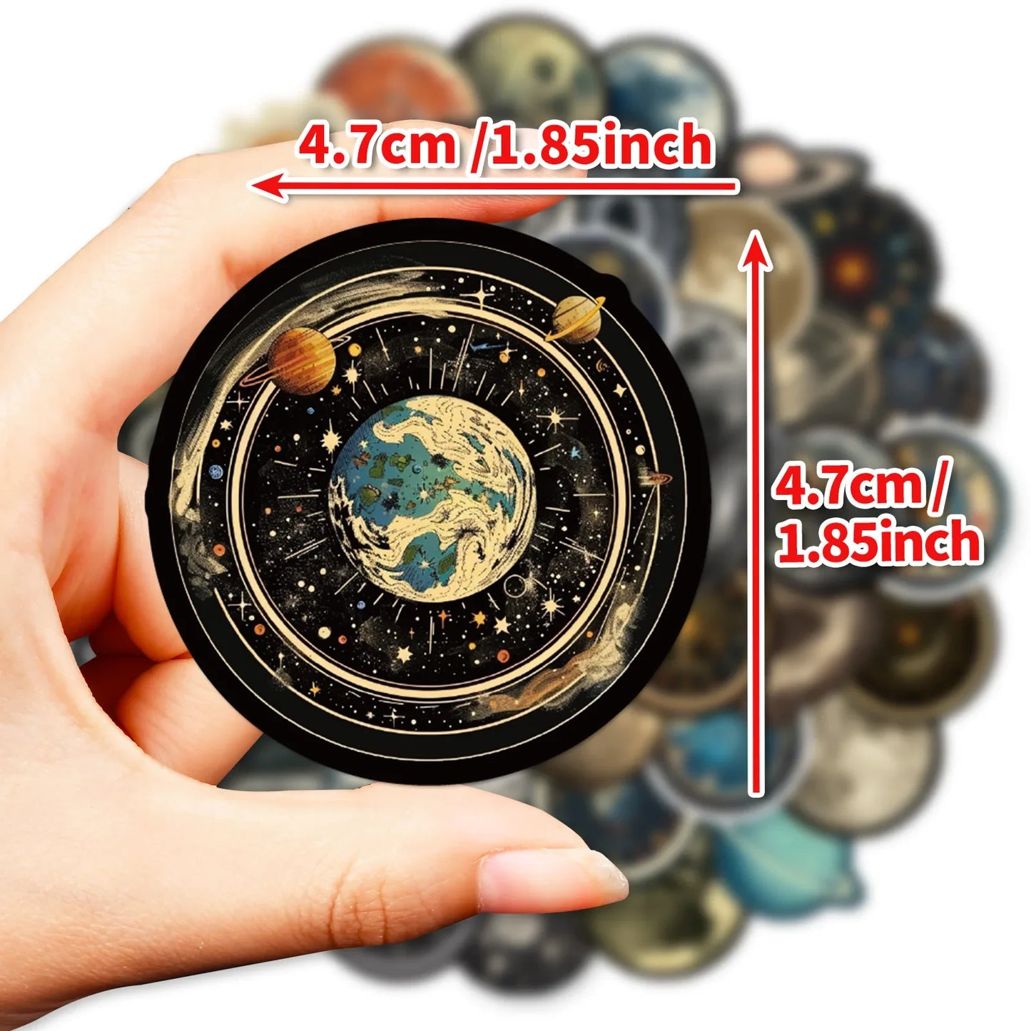 50pcs Retro Space Station Graffiti Stickers for Helmet, Desktop, Wall Decoration, DIY Wholesale